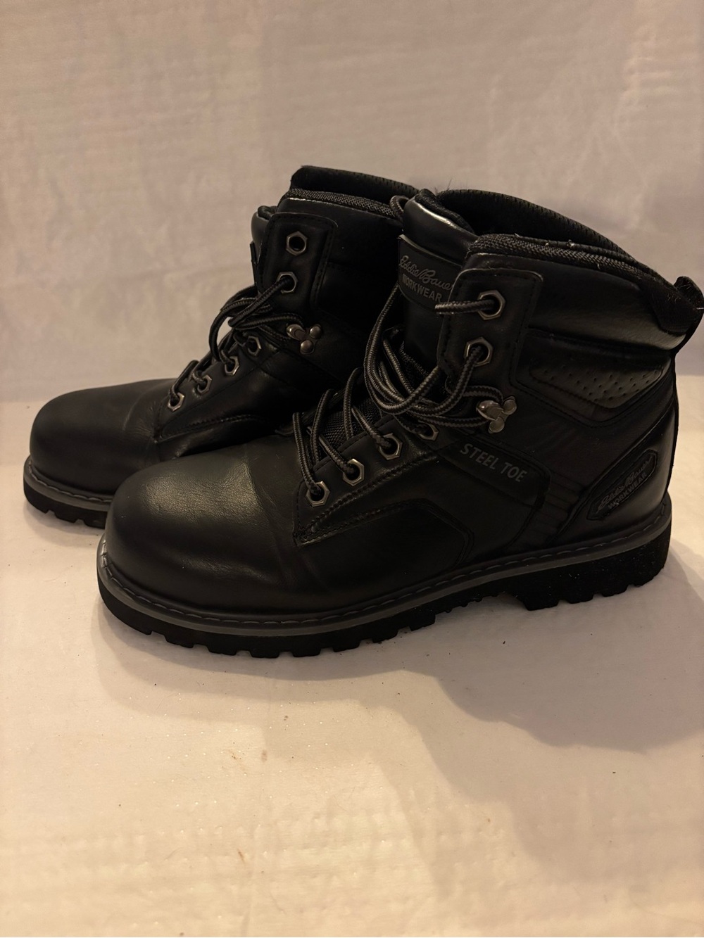 Eddie Bauer Workwear Steel Toe Black Boots Mens Size 9 M Mountain Vista